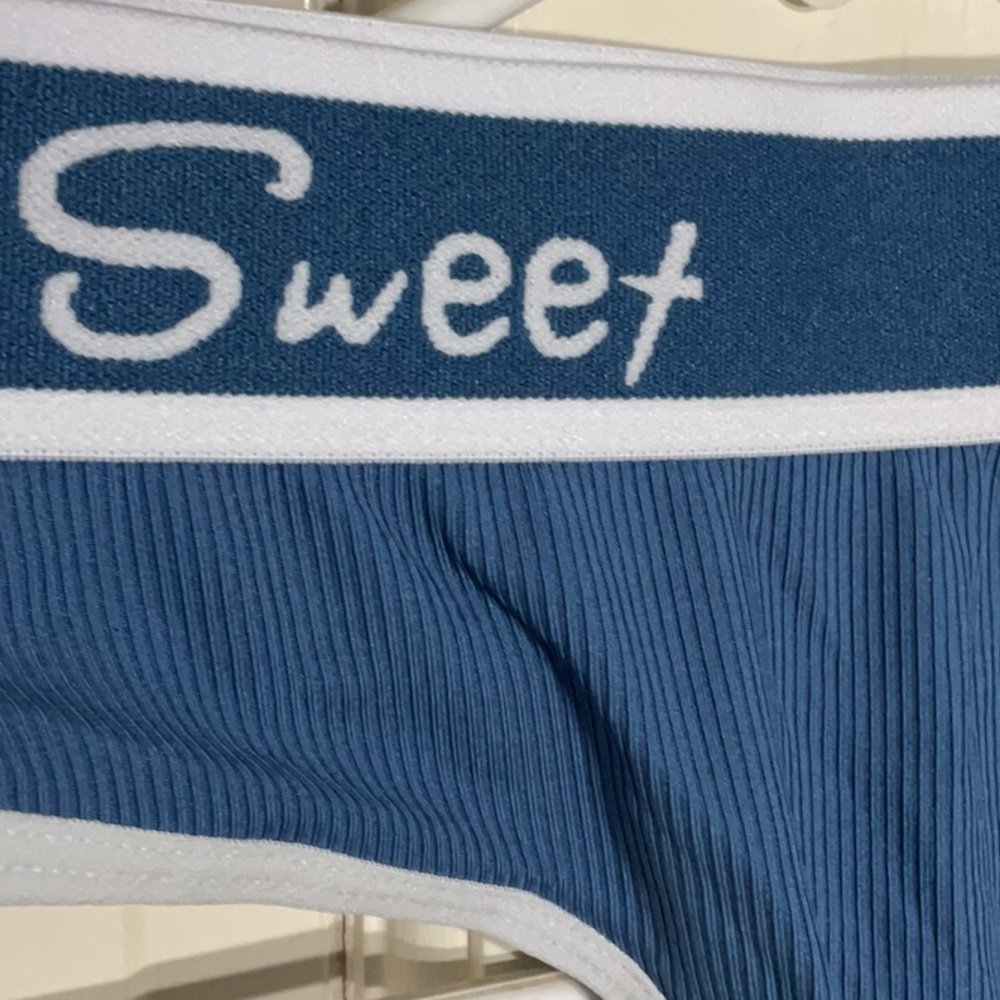 Women’s Blue and White Sweet bra panty Set size Large - Picture 2 of 5